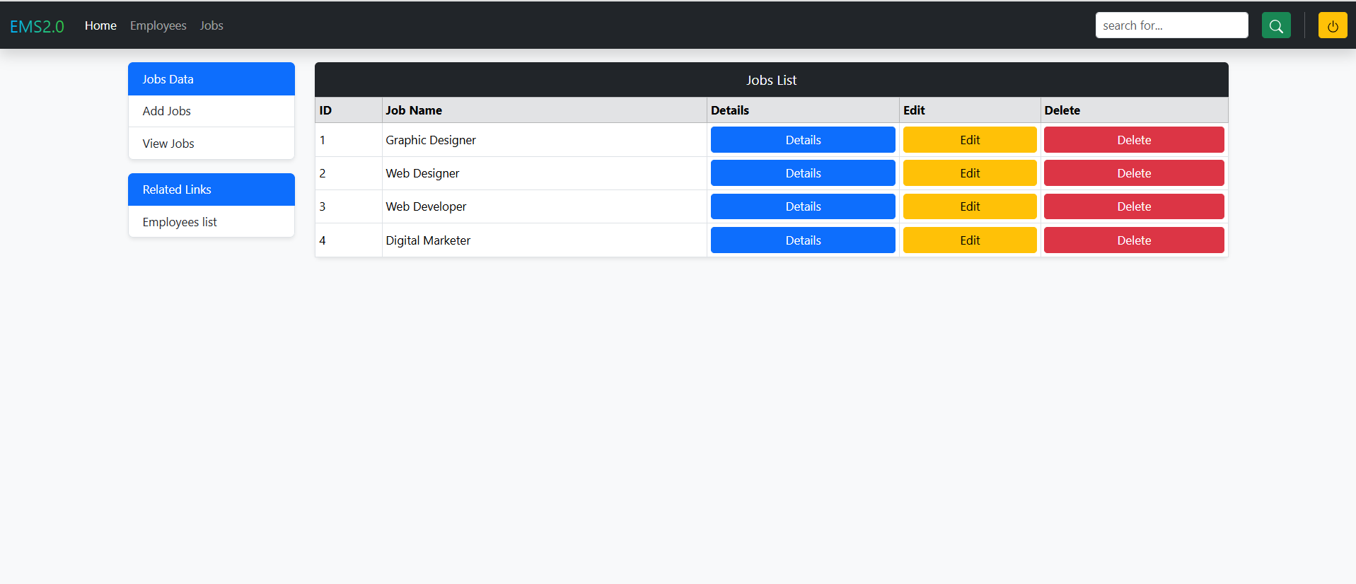 Employee Management System screenshot